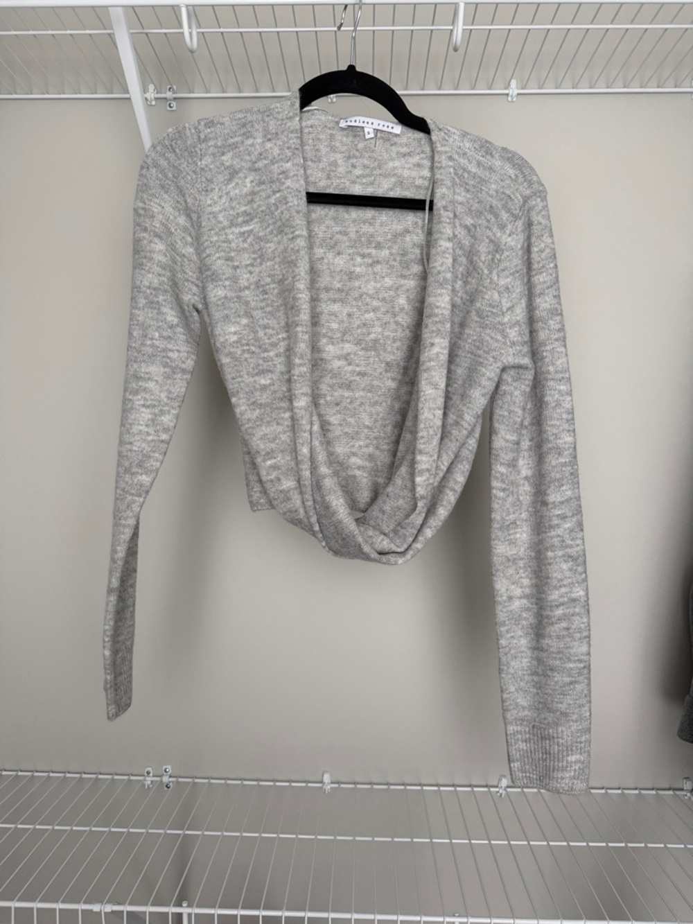 Endless Rose Light Gray Draped Cropped Cardigan